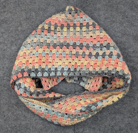 Crochet Snood Scarf Wrap Hoodie Knit Head Wrap Boho Chic Handmade Pastel Neutral main image 3